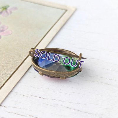 画像7: オーバルアイリスガラスの一粒ブローチ