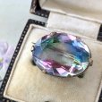 画像1: オーバルアイリスガラスの一粒ブローチ (1)