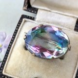 オーバルアイリスガラスの一粒ブローチ