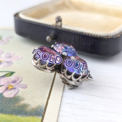 画像4: トリコロールアイリスガラスのクローバーブローチ