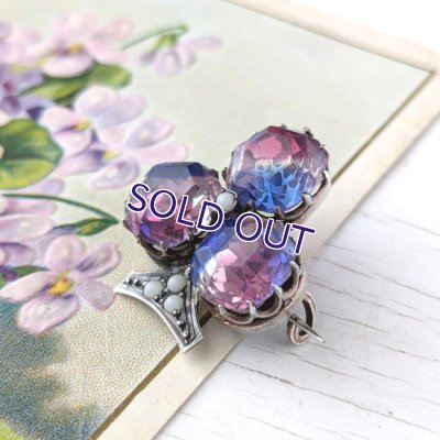 画像3: トリコロールアイリスガラスのクローバーブローチ