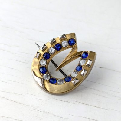 画像3: ホースシューのグラスストーンブローチ