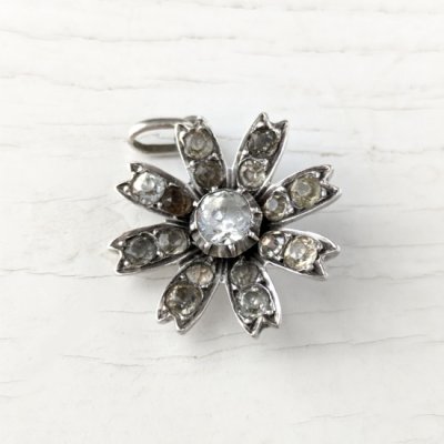 画像3: 銀製 クリアガラスの小さな花のペンダント