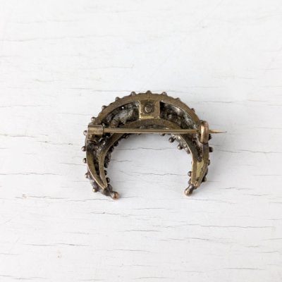 画像6: クリアガラスのクラスター三日月ブローチ