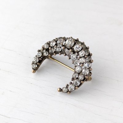 画像4: クリアガラスのクラスター三日月ブローチ