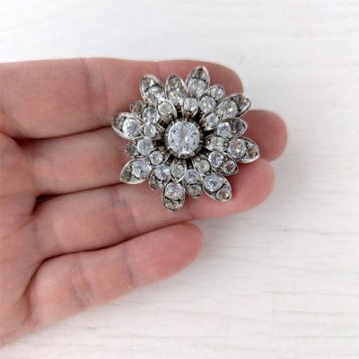 画像12: 銀製ペーストガラスの大きなフワラーブローチ