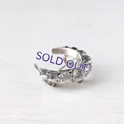 画像3: 銀製 クリアガラスの小さな三日月ブローチ