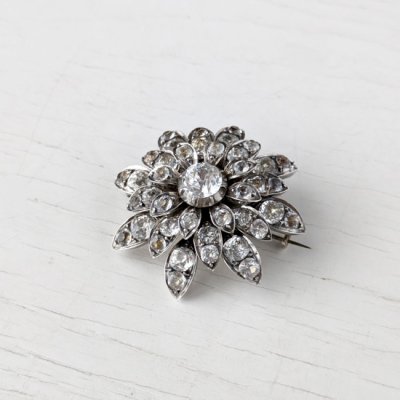 画像7: 銀製ペーストガラスの大きなフワラーブローチ