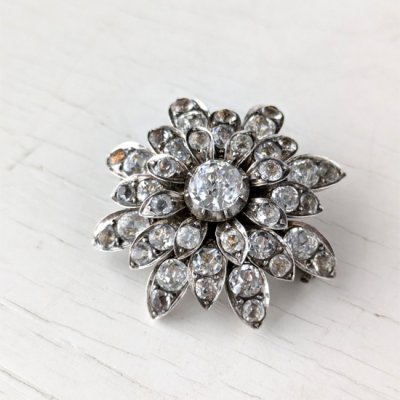 画像4: 銀製ペーストガラスの大きなフワラーブローチ