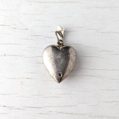 画像3: 銀製 クリアガラスのハートクラスターペンダント