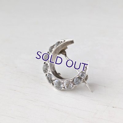 画像9: 銀製 クリアガラスの小さな三日月ブローチ