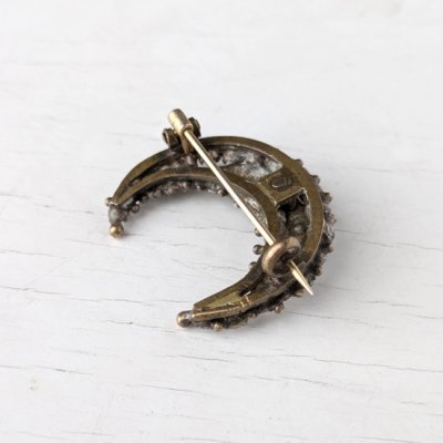 画像7: クリアガラスのクラスター三日月ブローチ