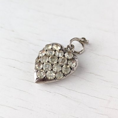 画像4: 銀製 クリアガラスのハートクラスターペンダント