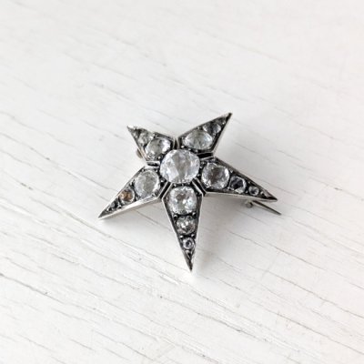 画像6: 銀製 ペーストガラスのスターブローチ