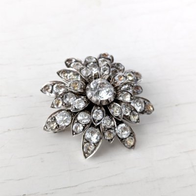 画像6: 銀製ペーストガラスの大きなフワラーブローチ