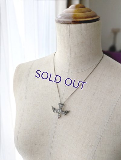 画像13: 銀製 ブラックドットペースト 鳥のペンダント