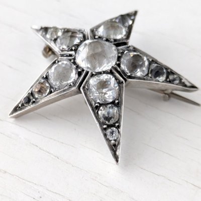 画像5: 銀製 ペーストガラスのスターブローチ