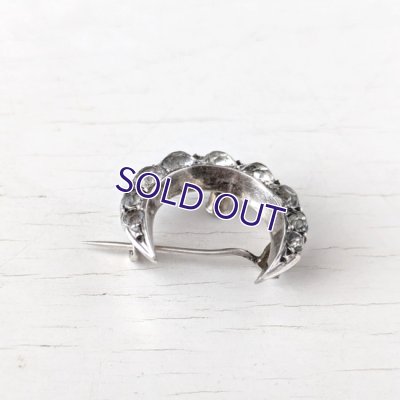 画像6: 銀製 クリアガラスの小さな三日月ブローチ