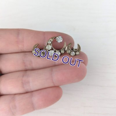 画像7: クリアガラスのトリプルムーンブローチ