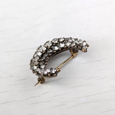 画像10: クリアガラスのクラスター三日月ブローチ