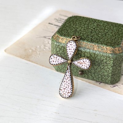 画像7: 桃色マイクロモザイクの十字架ペンダント