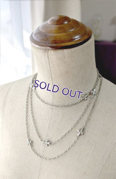 画像10: 銀製 百合の紋章フルールドリスのロングチェーン