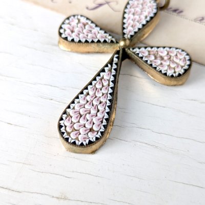 画像5: 桃色マイクロモザイクの十字架ペンダント