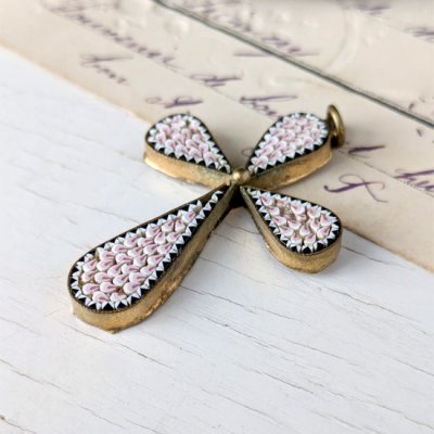 画像4: 桃色マイクロモザイクの十字架ペンダント