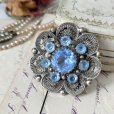 画像1: ブルーガラスのフィリグリー細工ブローチ (1)