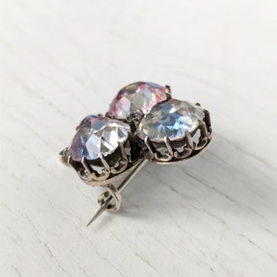 画像4: 初期アイリスガラスのクローバーブローチ