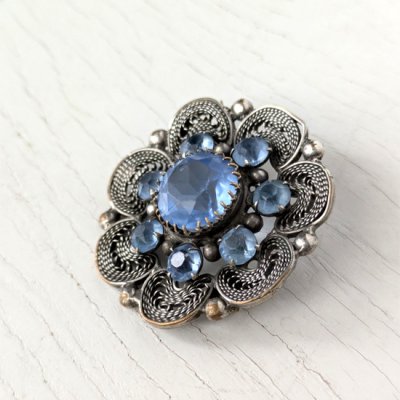 画像8: ブルーガラスのフィリグリー細工ブローチ