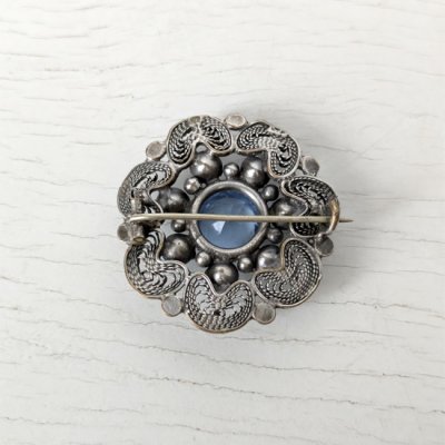画像6: ブルーガラスのフィリグリー細工ブローチ