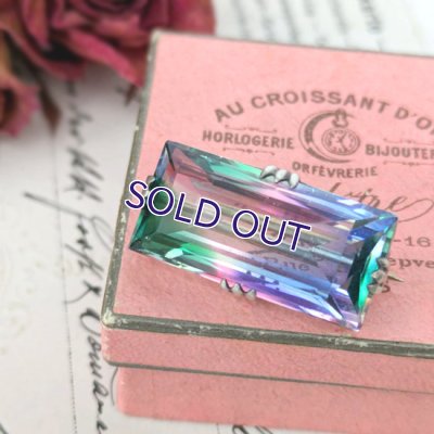 画像1: レクタングルアイリスガラスのブローチ