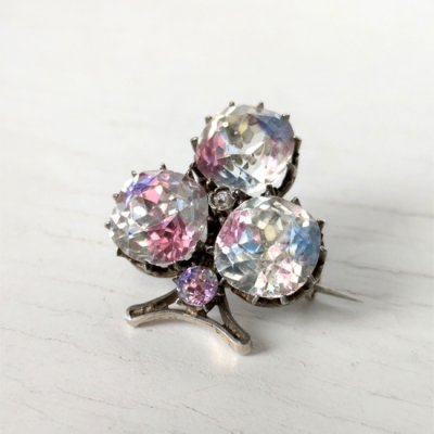 画像3: 初期アイリスガラスのクローバーブローチ