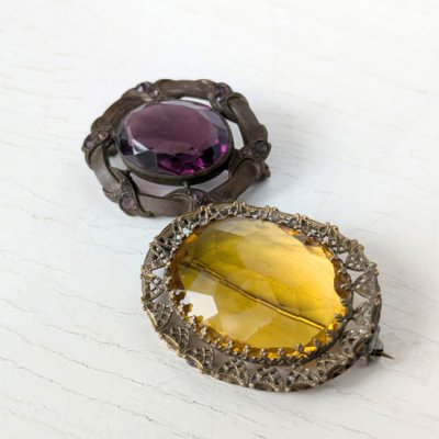 画像2: ガラスのオーバルブローチ２個セット