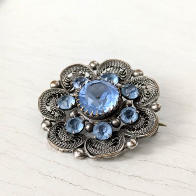 画像3: ブルーガラスのフィリグリー細工ブローチ