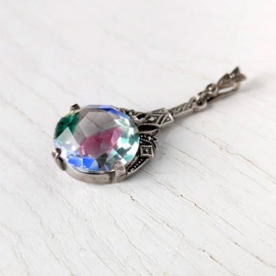 画像5: アイリスガラスとマーカサイトのアールデコペンダント