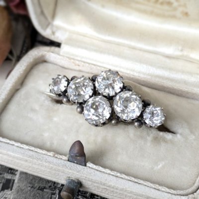 画像1: クリアガラスのクラスターブローチ