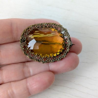 画像7: ガラスのオーバルブローチ２個セット