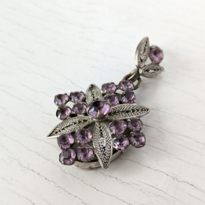 画像3: アメジストガラスのフィリグリーロケットペンダント