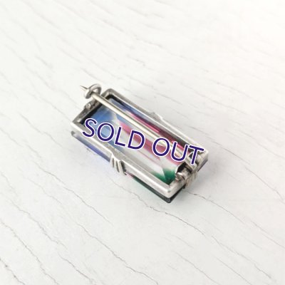 画像6: レクタングルアイリスガラスのブローチ