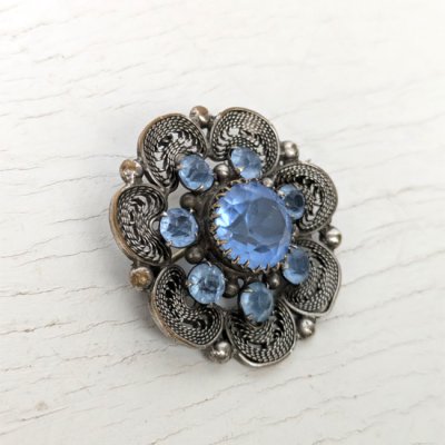 画像4: ブルーガラスのフィリグリー細工ブローチ