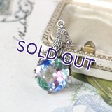 アイリスガラスとマーカサイトのアールデコペンダント