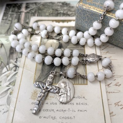 画像9: ミルクガラスのシルバーロザリオ
