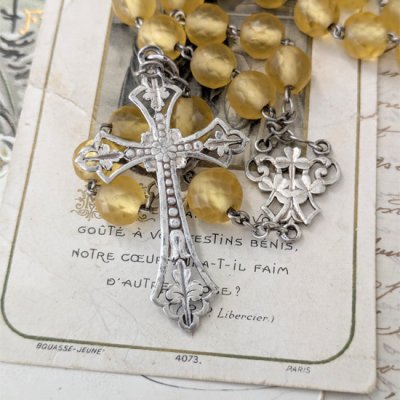 画像4: 銀杏色ウランガラスの大珠シルバーロザリオ