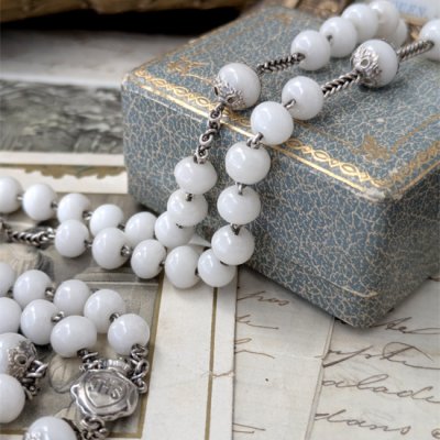 画像6: ミルクガラスのシルバーロザリオ