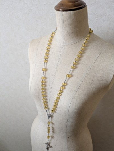 画像12: 銀杏色ウランガラスの大珠シルバーロザリオ