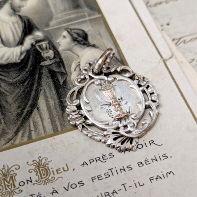 画像4: アールヌーヴォー 聖体拝領シルバーメダイA