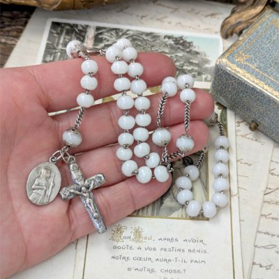 画像10: ミルクガラスのシルバーロザリオ