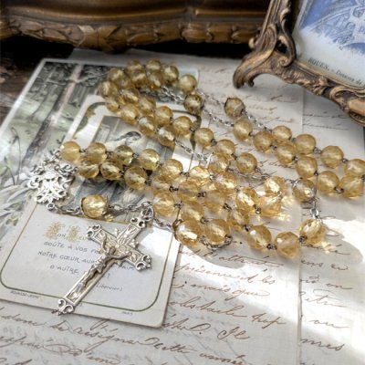 画像9: 飴色ガラスの大珠シルバーロザリオ